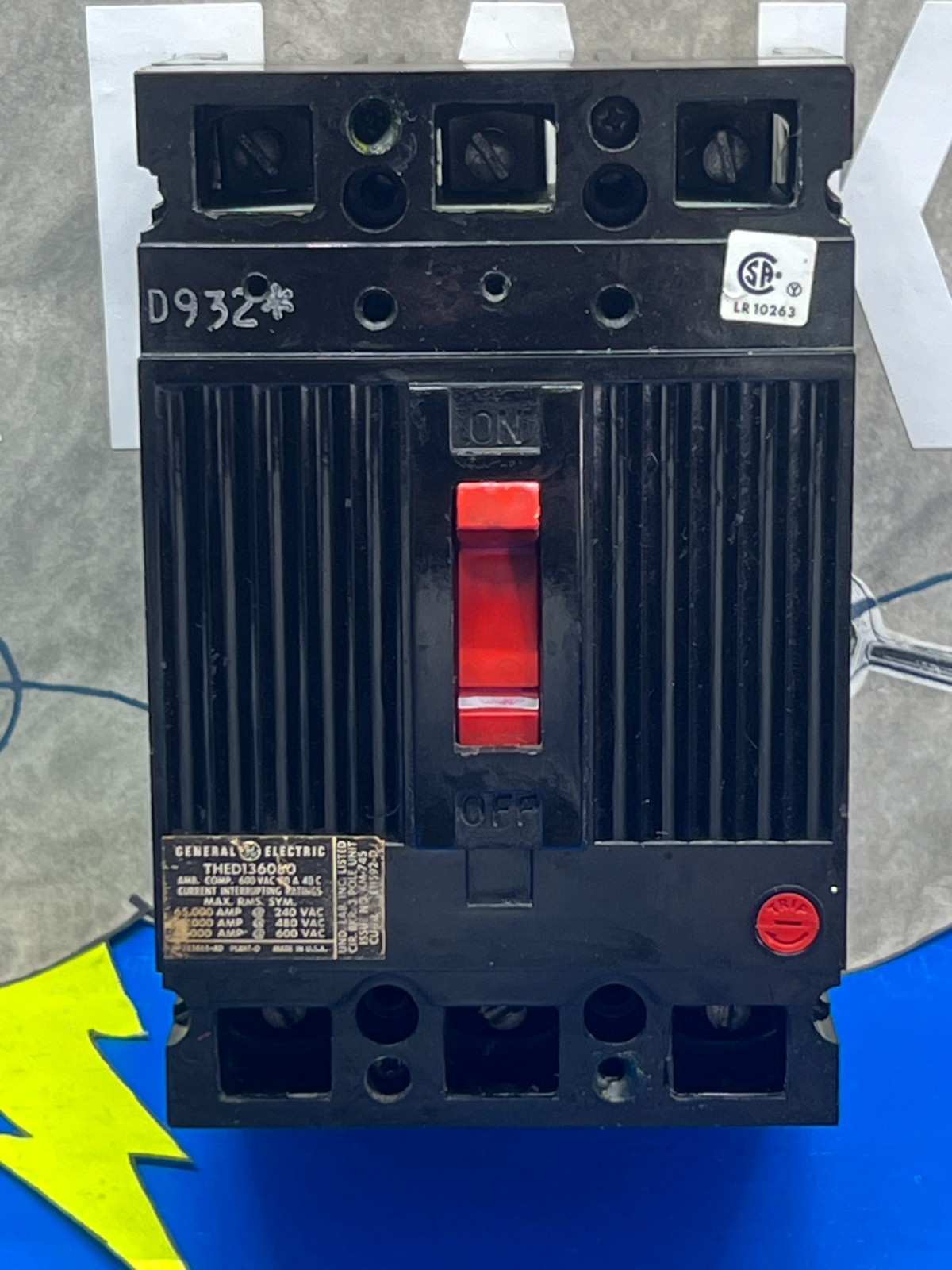 GE THED136080WL, 3 Poles, 80 Amp, 600v (Seller Refurbished)