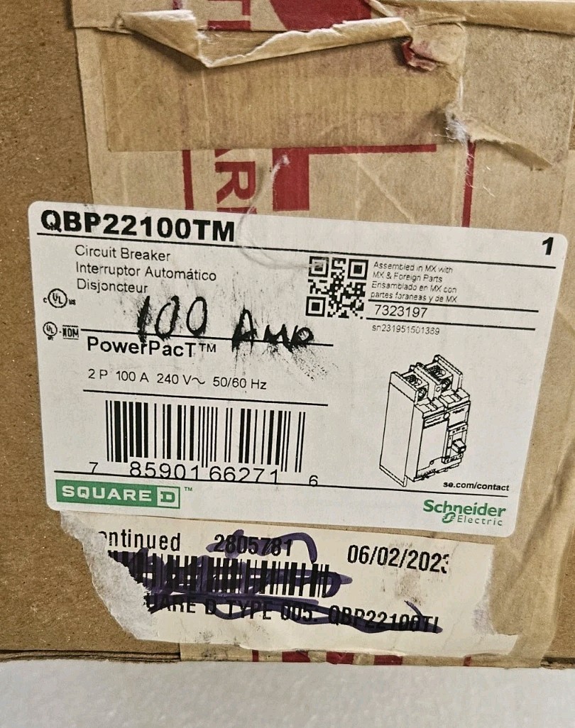 POWERPACT Square D 100Amp 2 pole circuit breaker QBP22100TM