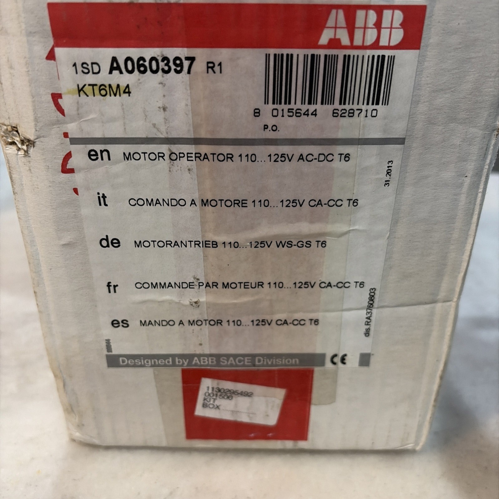 ABB KT6M4 Motor Operator Circuit Breakers 1SD A060397 R1