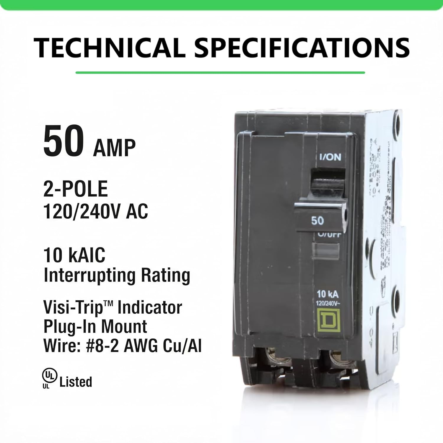 Genuine Square D QO250 Circuit Breaker Kit, 50 Amp (50A) Double Pole (2 Pole), 1