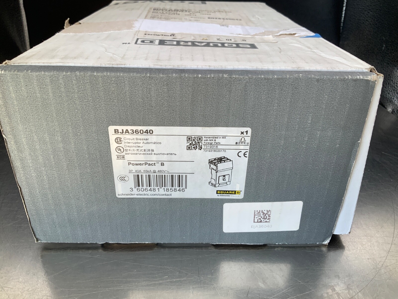 Square D BJA36040 PowerPact B Circuit Breeaker 3-Pole, 40a