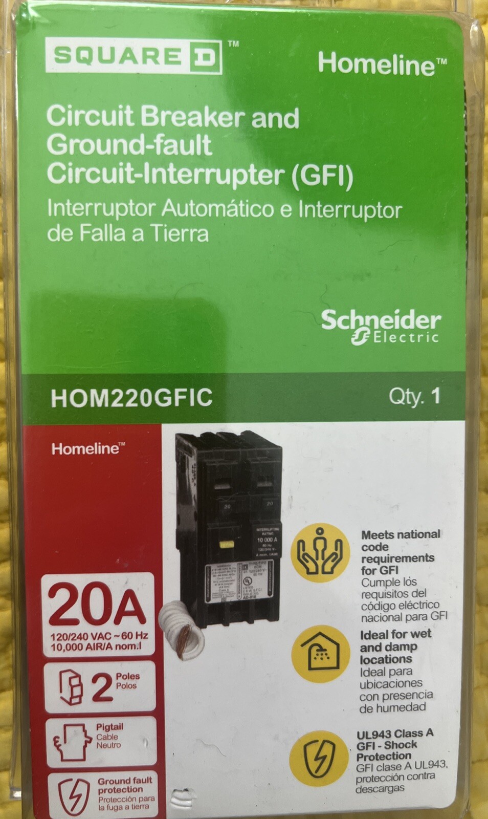 Square D HOM220GFIC 20 A Miniature Circuit Breaker