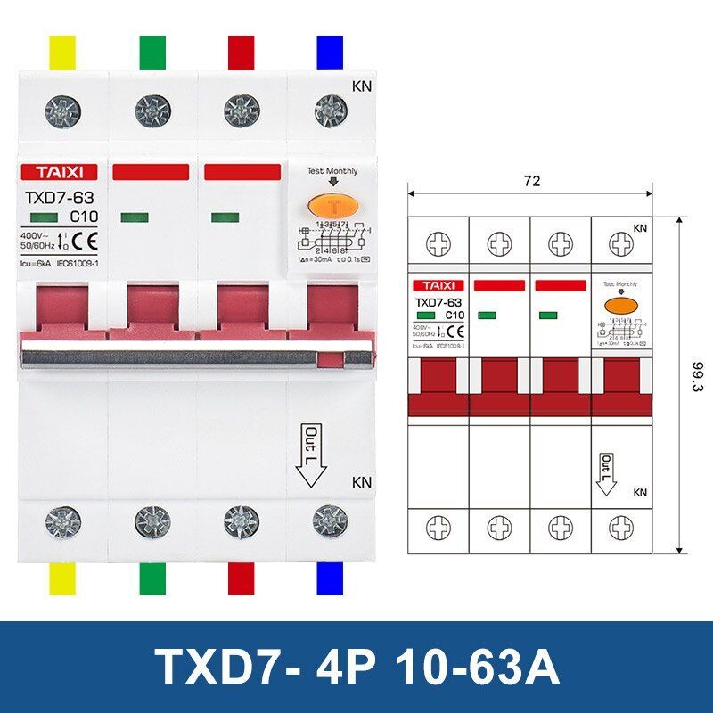 Circuit Breaker Motor Electrical Protection RCBO 16A-63A Kit Three Phase MCB