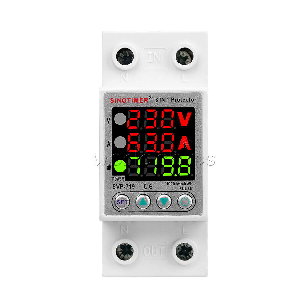 63A 230V 3 In 1 Din Rail Adjustable Over And Under Voltage Protective Device New
