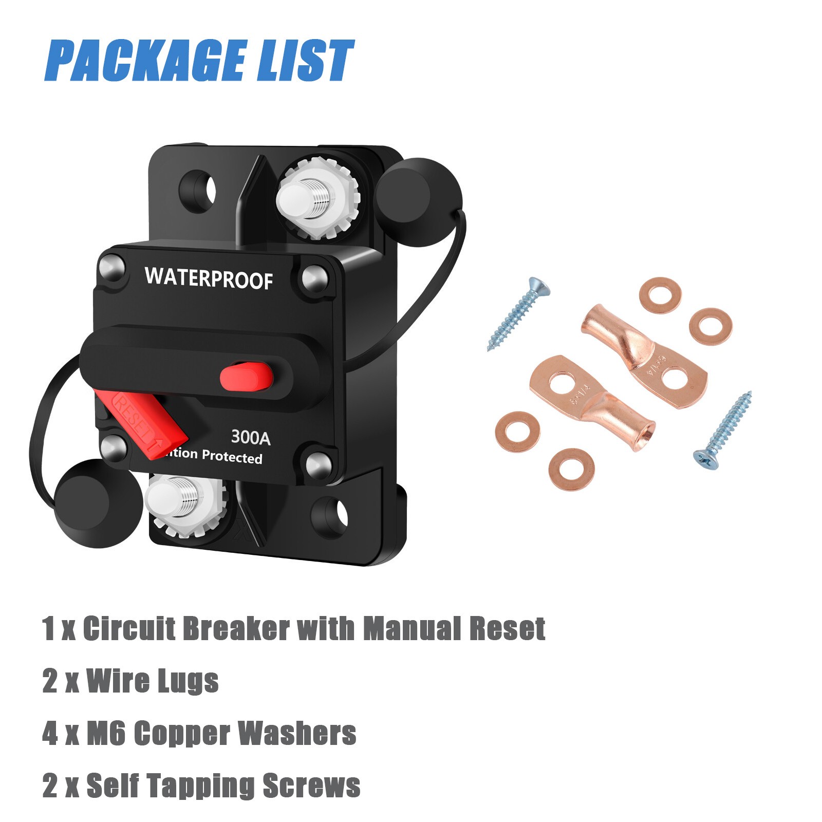 Waterproof Car Circuit Breaker Fuse Reset 30-300 Amp 12V-48V DC Car Boat Auto