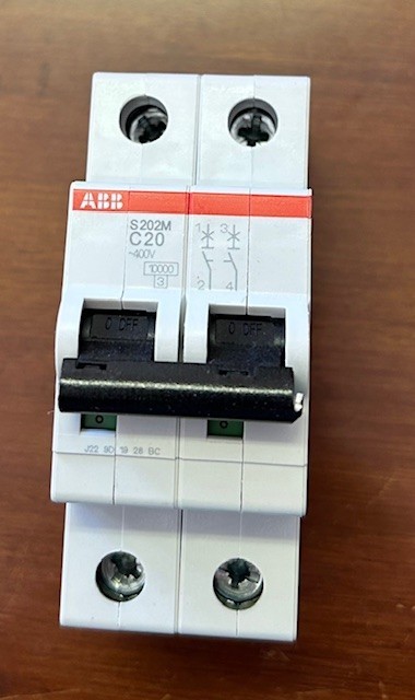 ABB S202M-C20 2P 20A MINIATURE CIRCUIT BREAKER