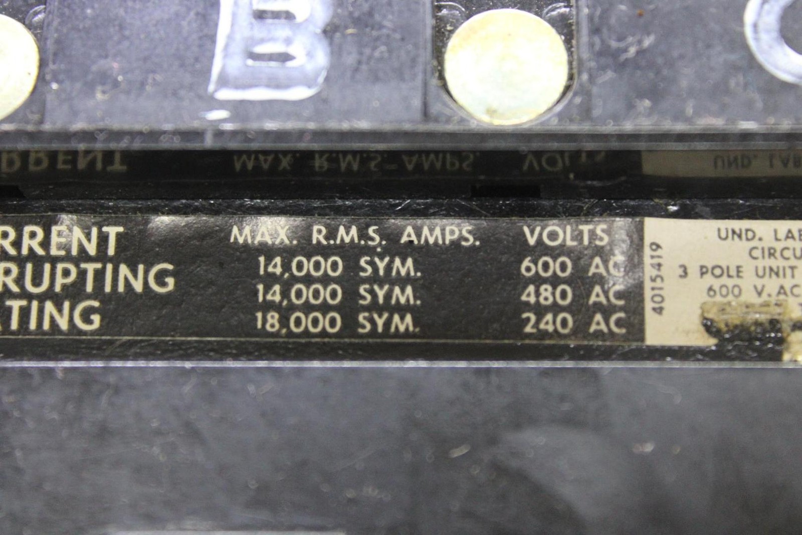 SQUARE D I-LINE CIRCUIT BREAKER FA36050 50 AMP 600 VAC 3-POLE