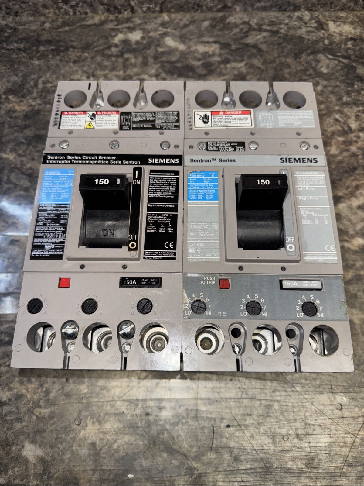Sentron Series Siemens FXD63B150 150 Amp 600Vac 3 Pole Circuit Breaker