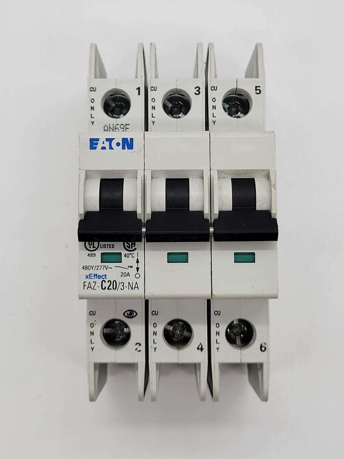 Eaton FAZ-C20/3-NA Miniature Circuit Breaker 20A 3P 480Y/277V 14KA Din Rail