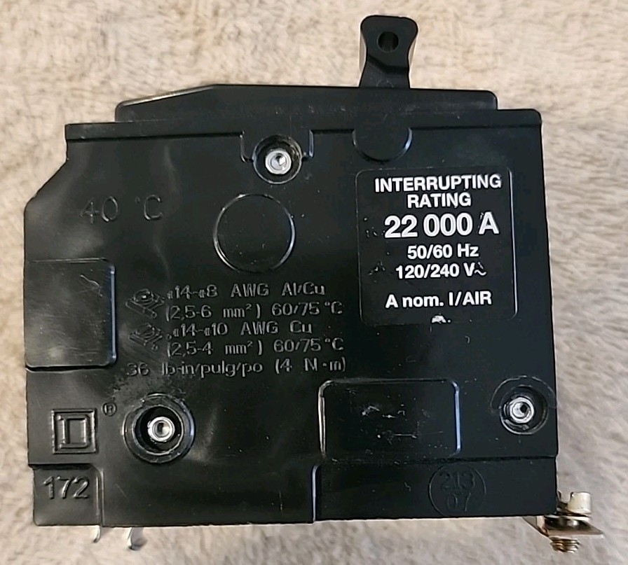 SQUARE D QOB2151021 2 POLE 15 AMP SHUNT TRIP CIRCUIT BREAKER PRISTINE CONDITION