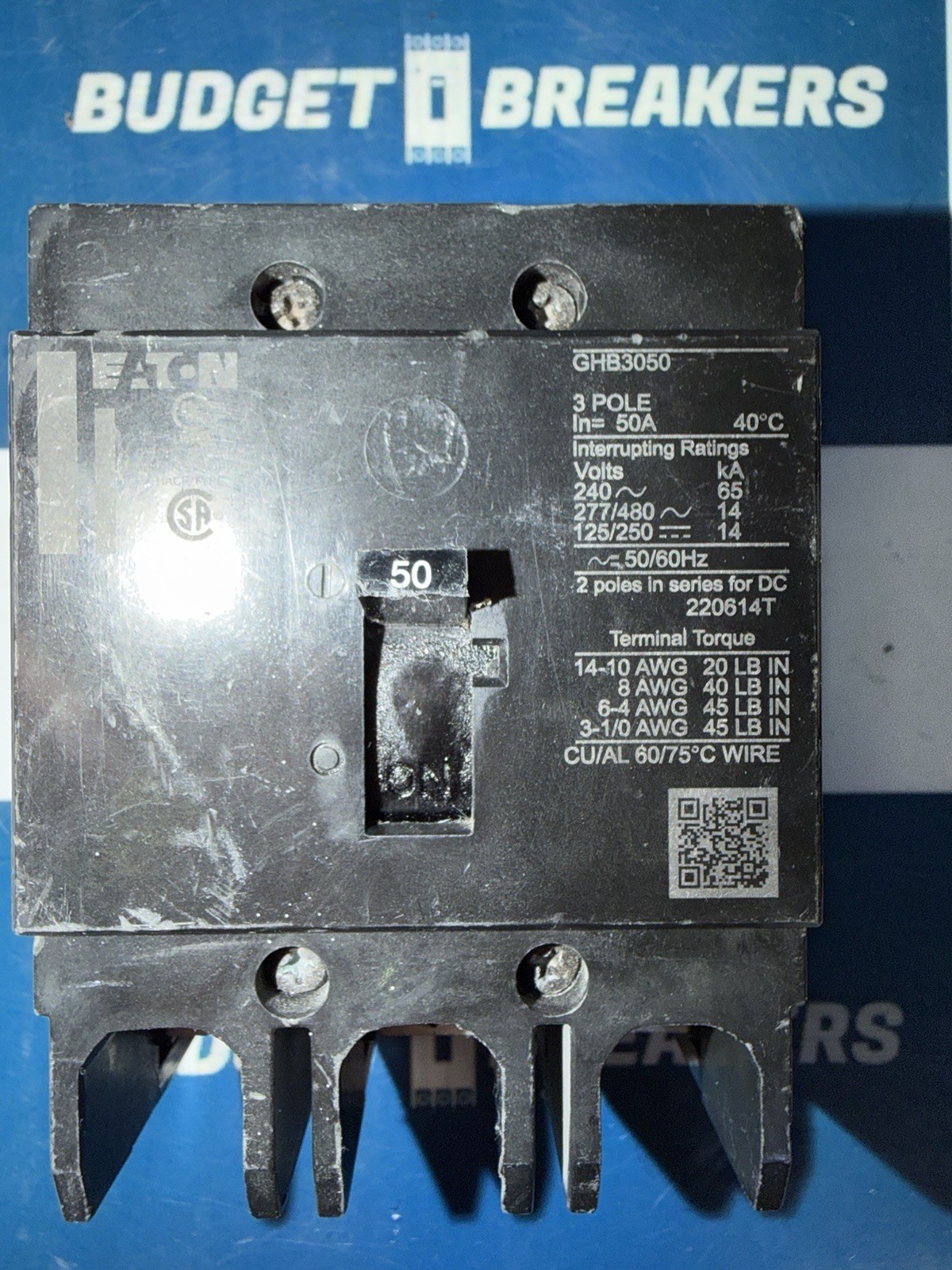 EATON GHB3050 50A 3-Pole Circuit Breaker SHIPS SAME DAY