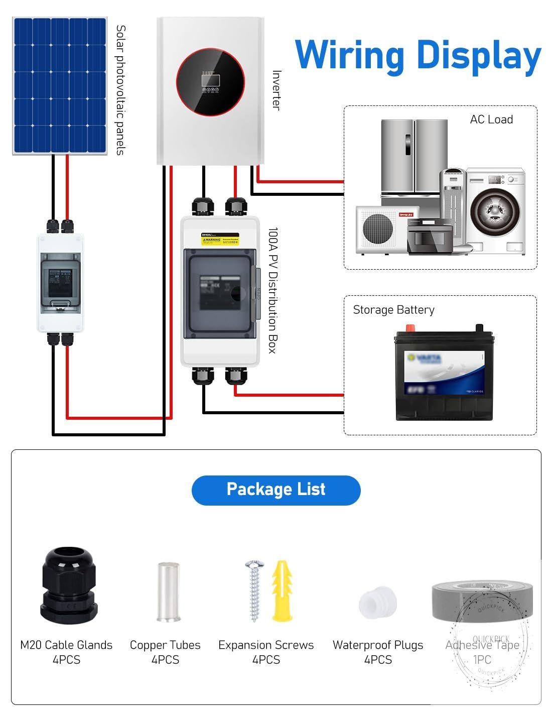 Solar DC Circuit Breaker Box 100 Amp Solar Panel Disconnect Switch