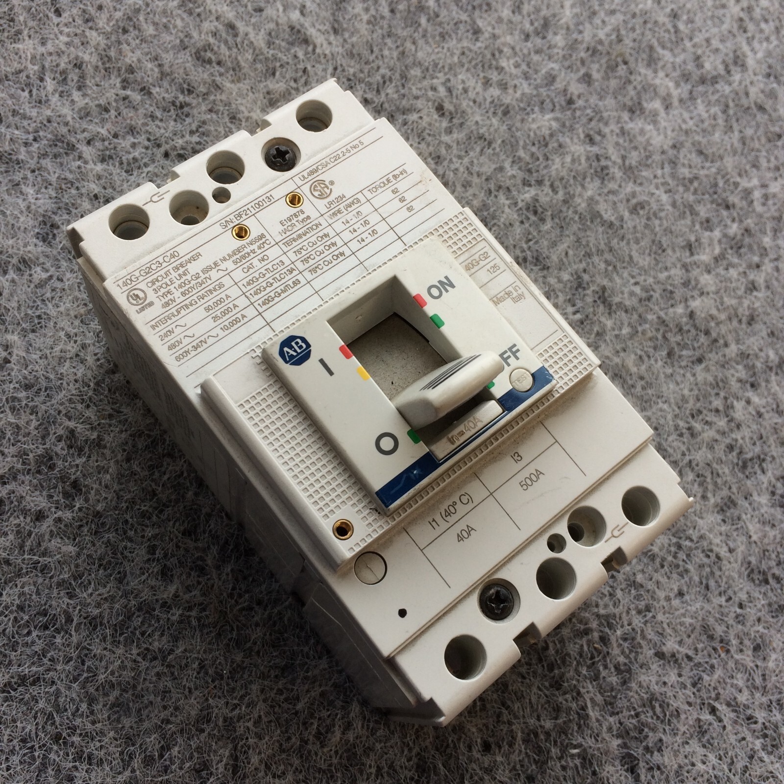 140G-G2C3-C40 Allen-Bradley 3-Pole 480V Molded Case Circuit Breaker