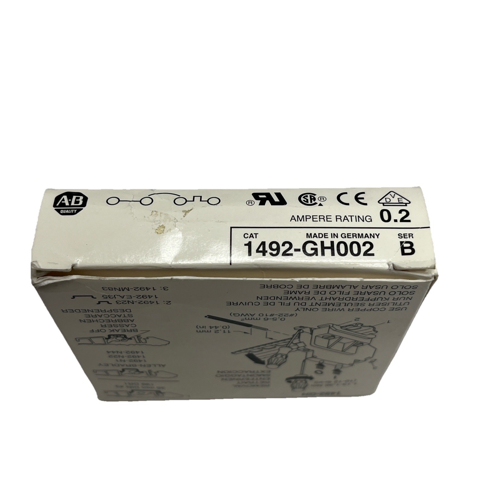 ALLEN BRADLEY 1492-GH002 SINGLE POLE 0.20 AMP CIRCUIT BREAKER 250V AC / 65 VDC