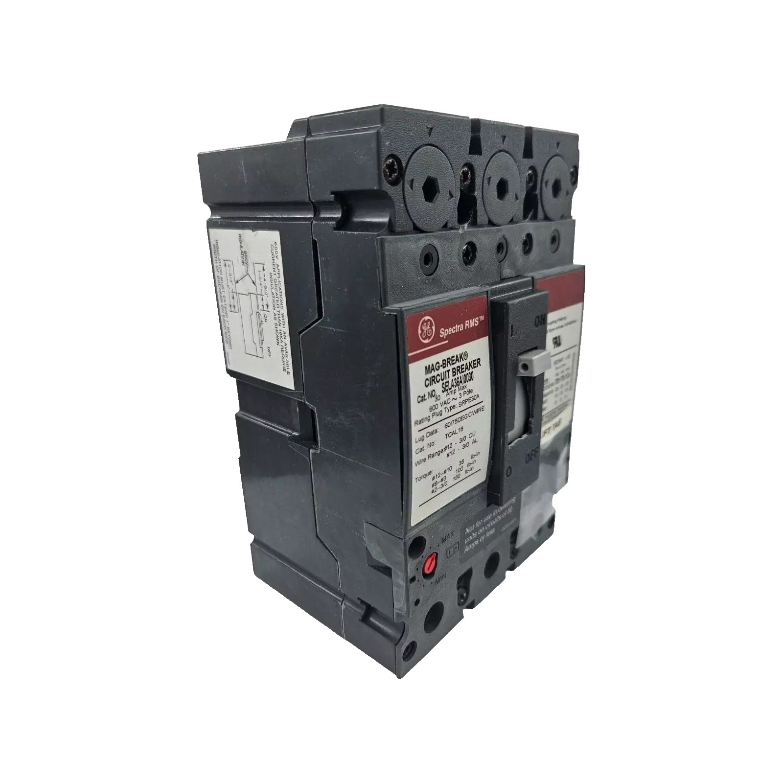NNB – GE – SELA36AI0030 – E-Frame 3P 600V 30A Mag-Break Circuit Breaker