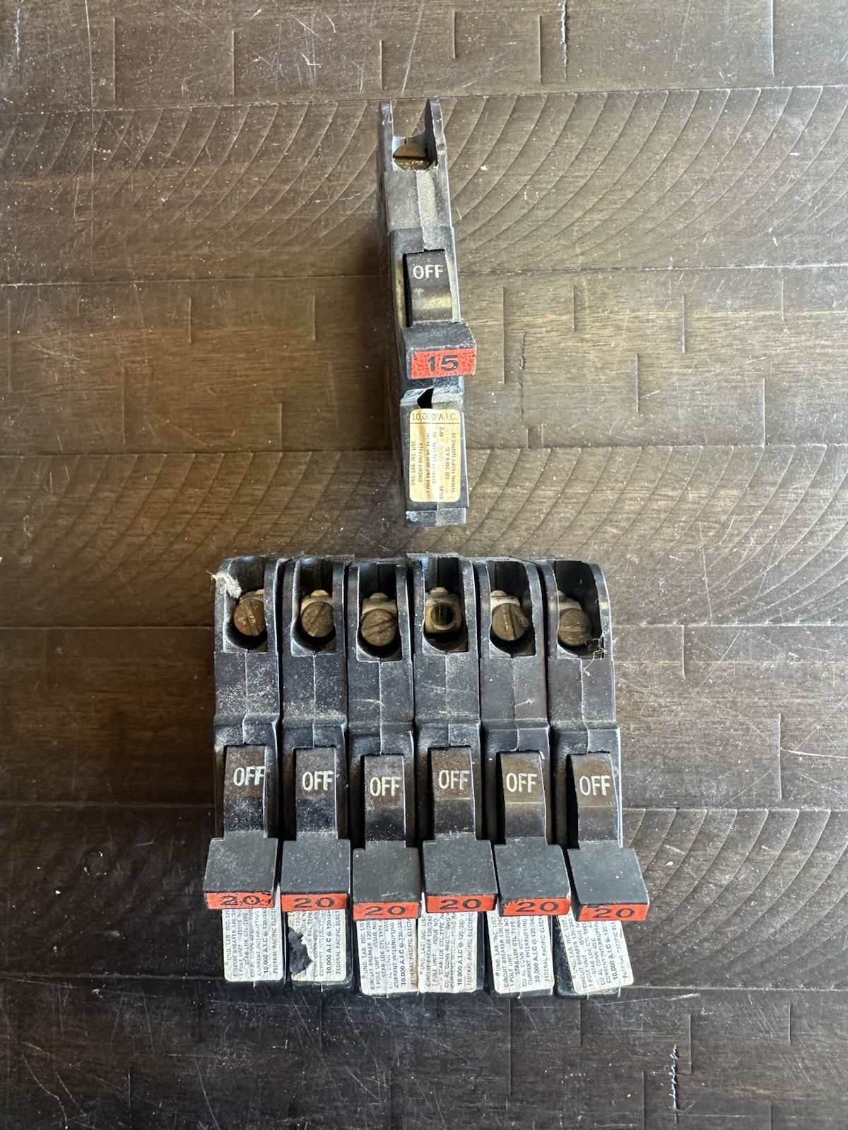 LOT OF 7* Federal Pacific Electric Stab-Lok NC120 115 15 20 Amp 1 Pole Breakers