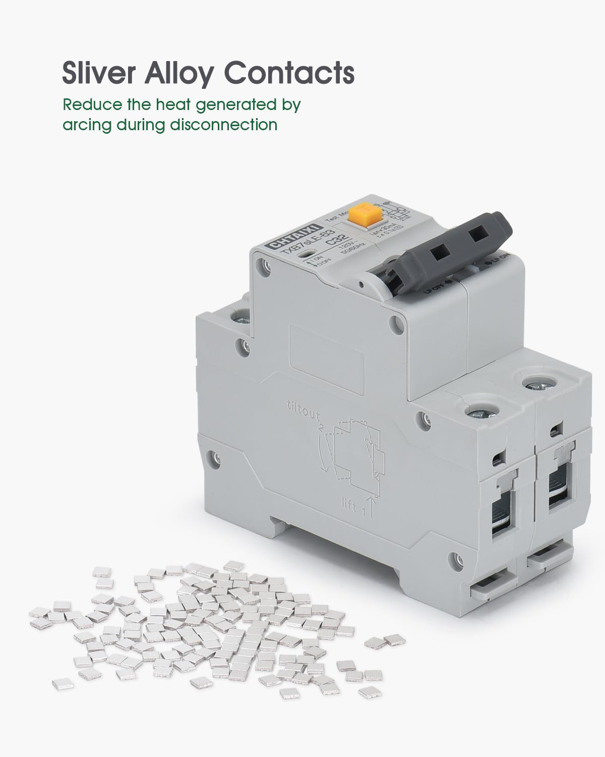 Ground Fault Circuit Breaker, 32 Amp 120V AC DIN Rail Mount Residual Current Cir