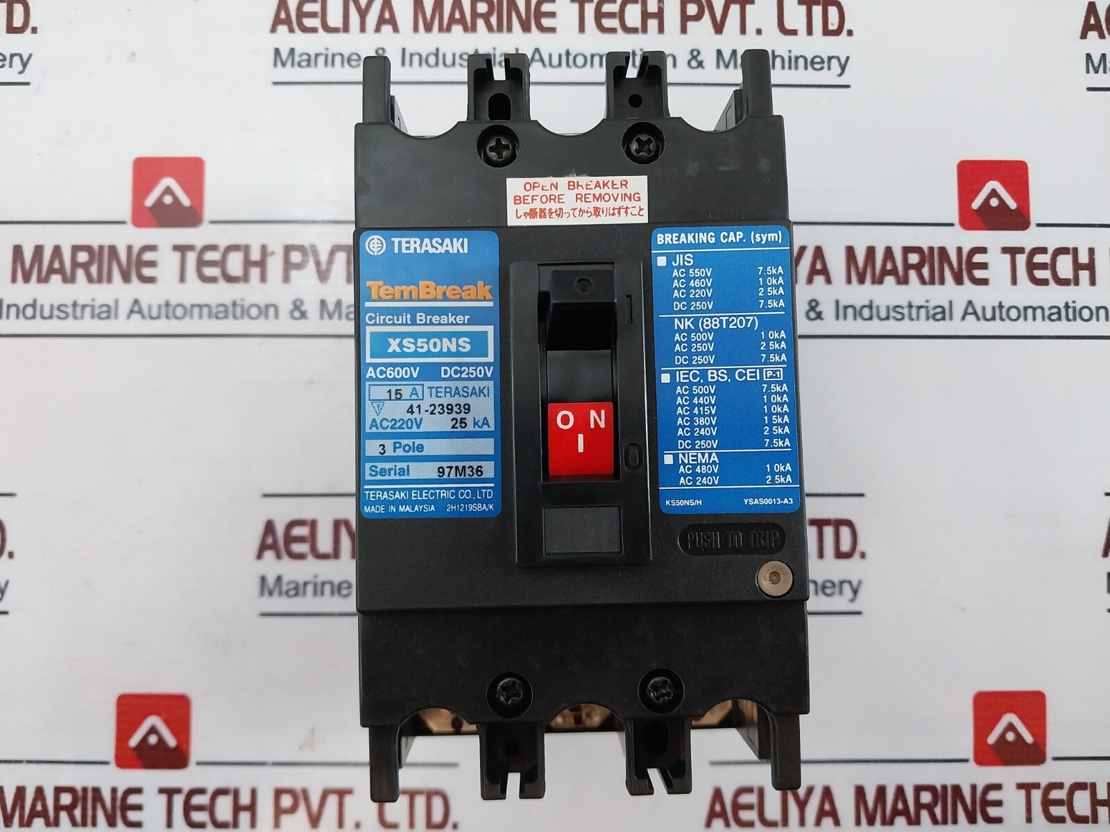 Terasaki Electric XS50NS Circuit Breaker 15A AC600V DC250V 41-23939