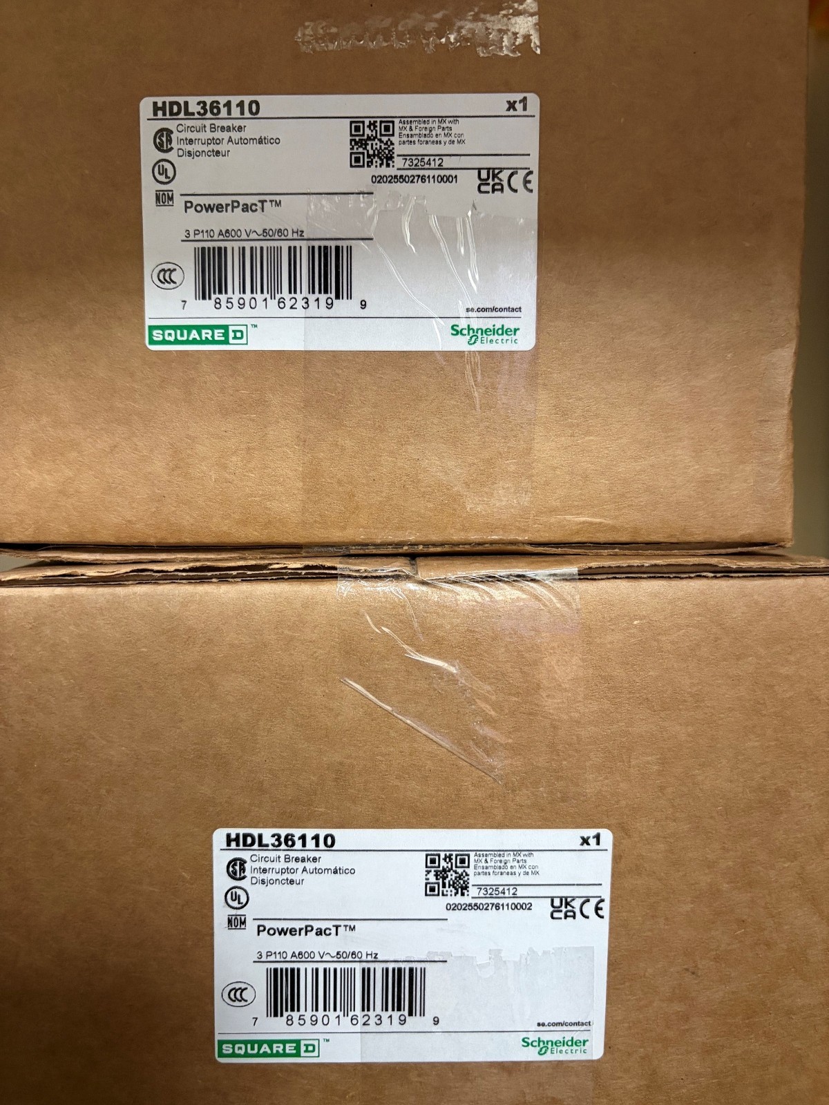 Square D HDL HDL36110 3 Pole 110 Amp 600V PowerPacT Circuit Breaker – NIB