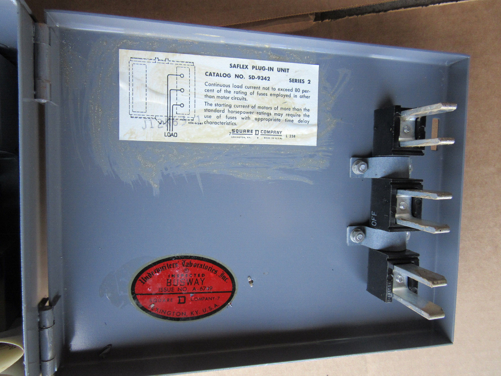 Square D SD-9342 Saflex Plug-In 60A 3-Phase 600V Bus Plug Unit Series 2 NEW!!!