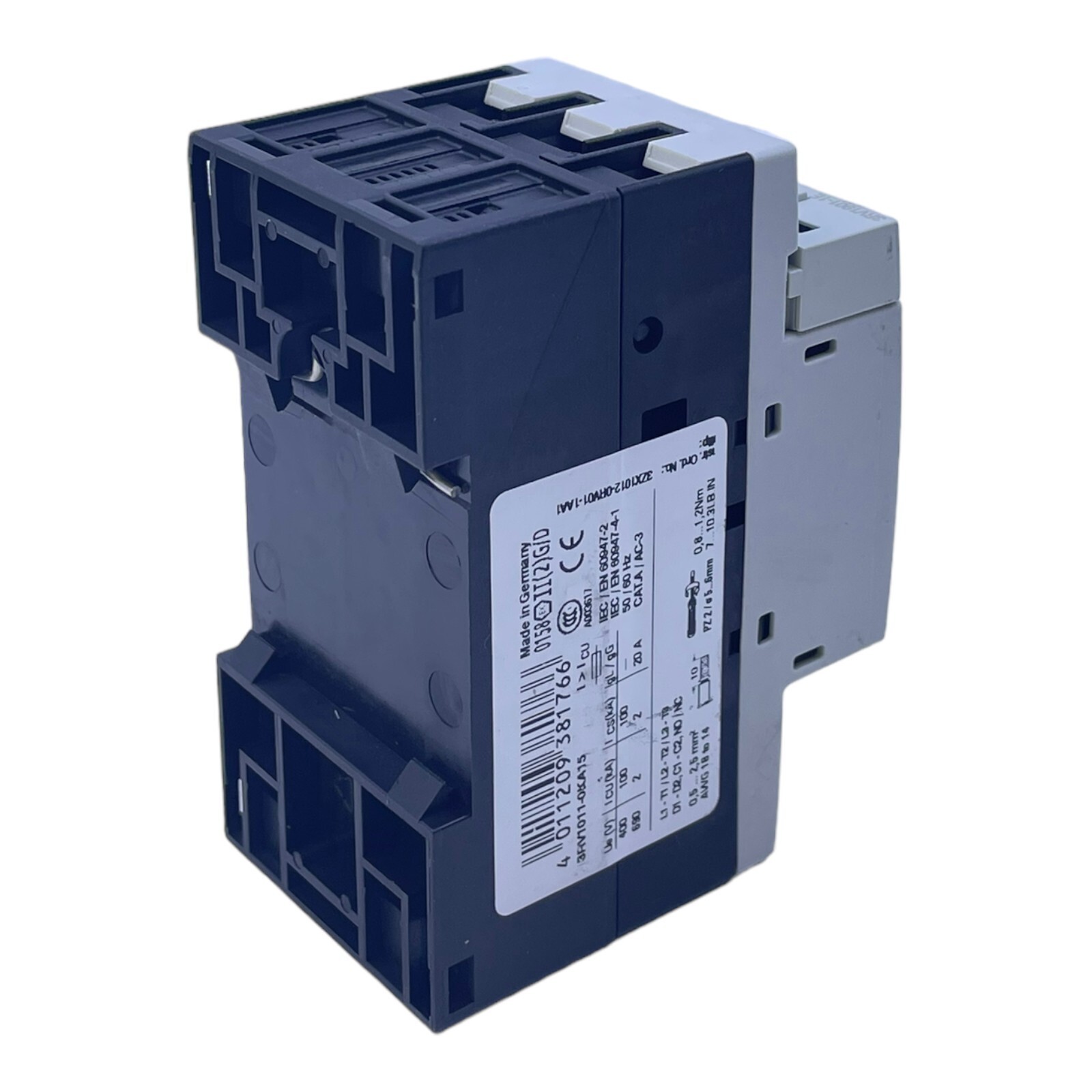 Siemens 3RV1011-0KA15 Circuit Breaker 0.9-1.25A 690VAC IP20 Power Switch