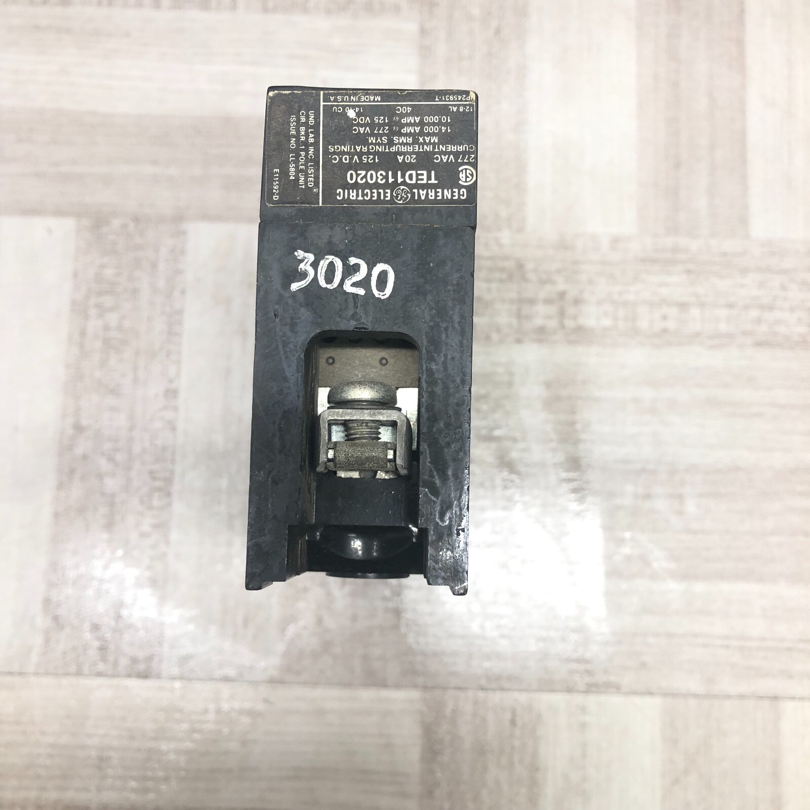 GENERAL ELECTRIC TED113020 Circuit Breaker 1 Pole 20 Amp 277V 14KA