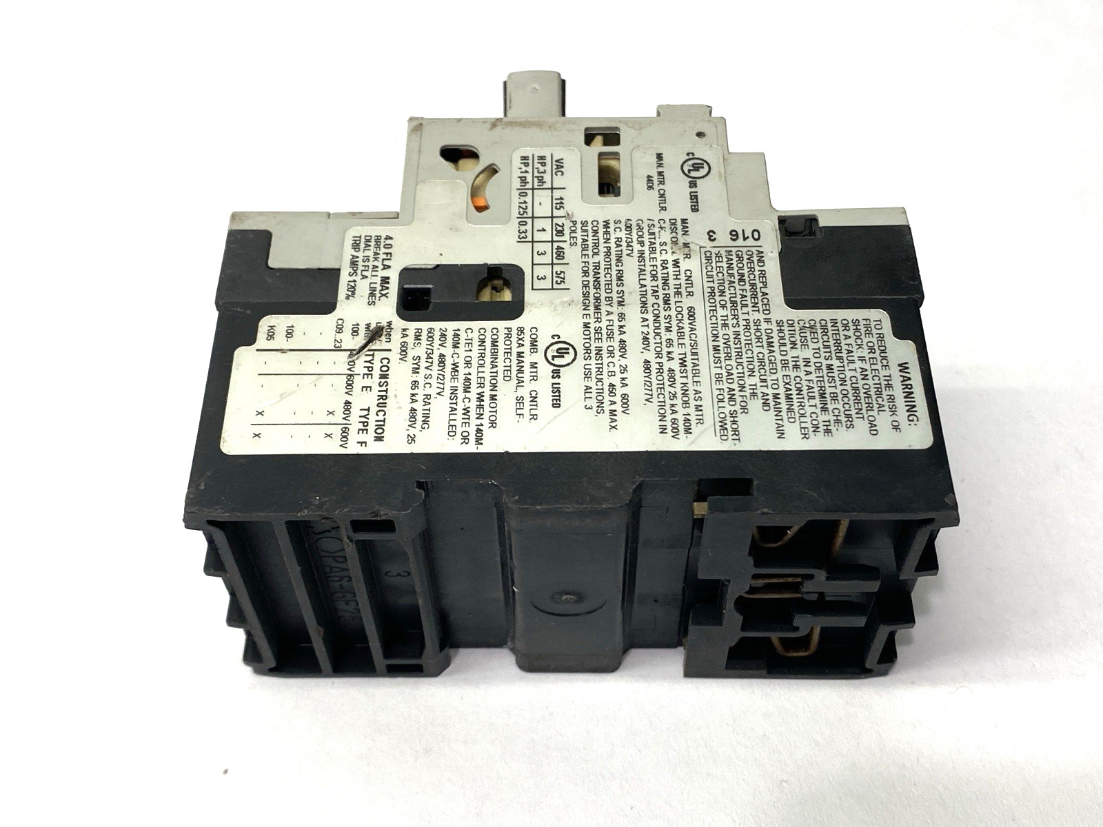 Allen Bradley 140M-C2E-B40 Ser. C Motor Protection Circuit Breaker 600VAC 2.5-4A