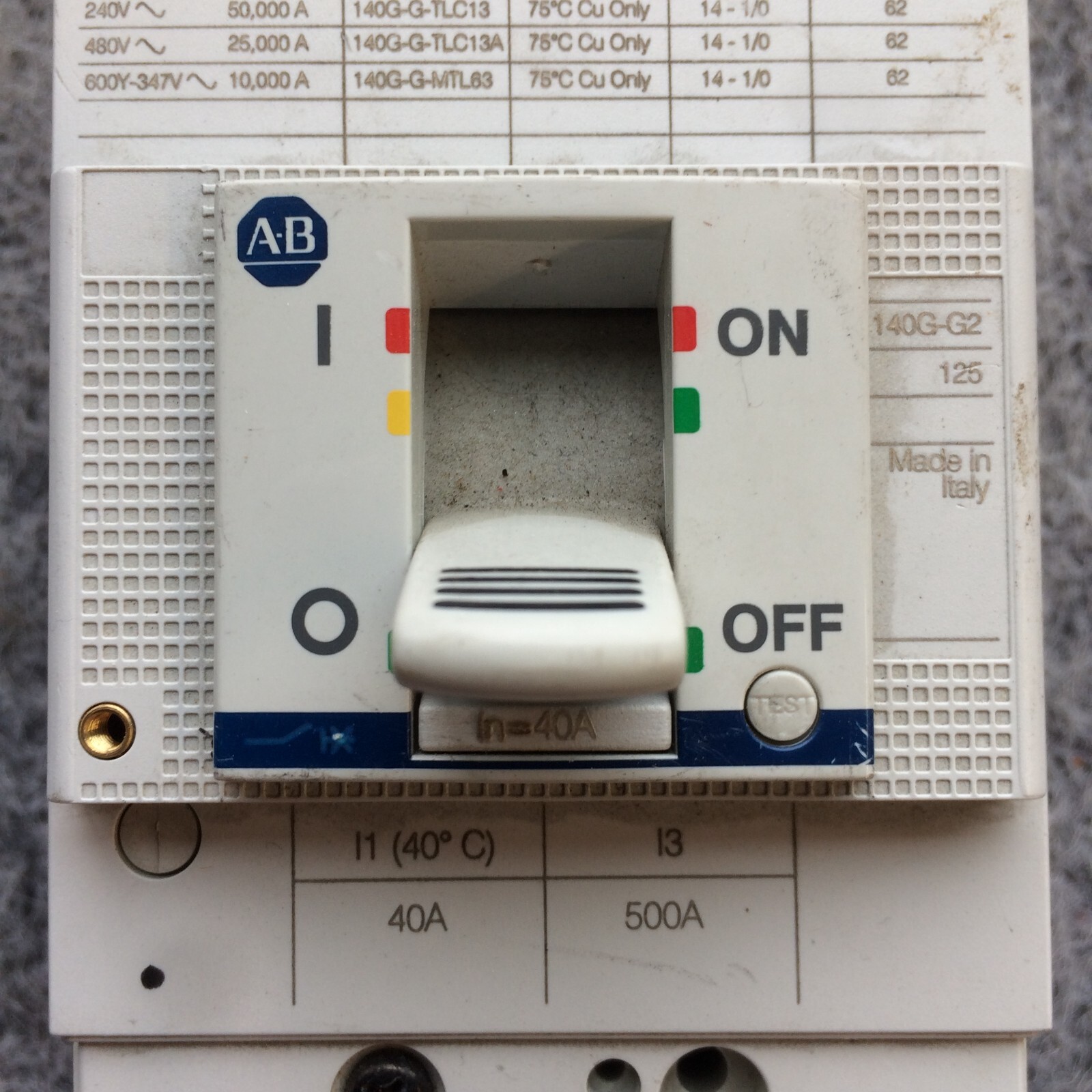 140G-G2C3-C40 Allen-Bradley 3-Pole 480V Molded Case Circuit Breaker