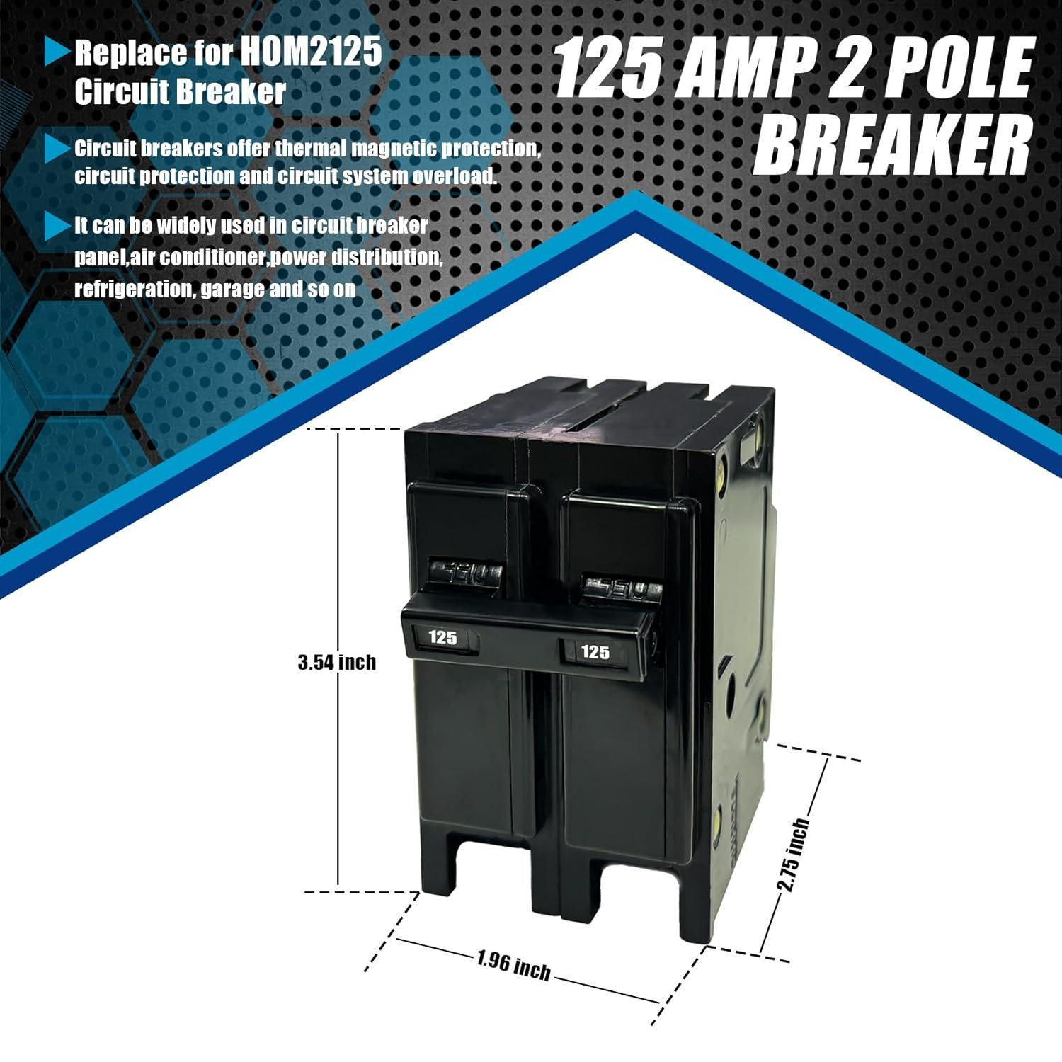 125 Amp Circuit Breaker 2 Pole,Replace for HOM2125 Breaker,Compatible with Most