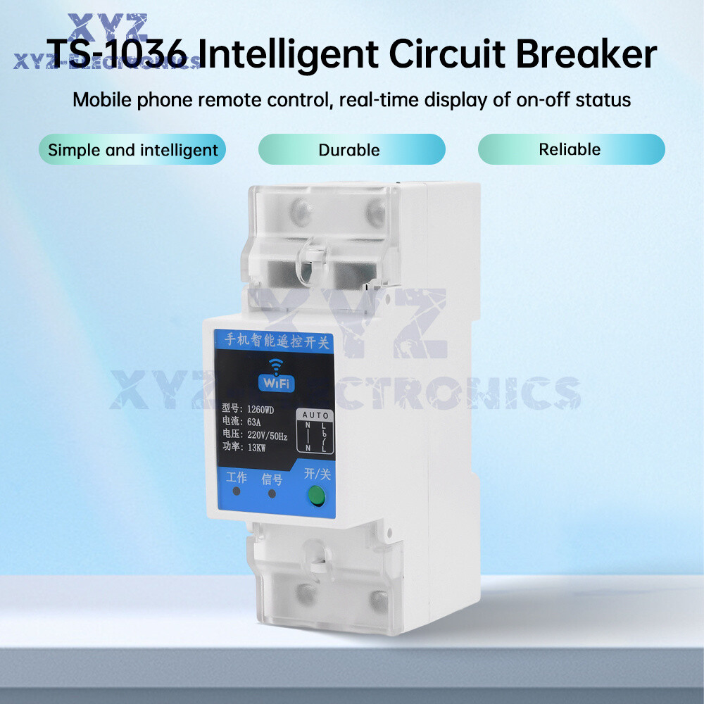 Smart Circuit Breaker TUYA WIFI Bluetooth 2P63A On/Off Breaker Remote Control