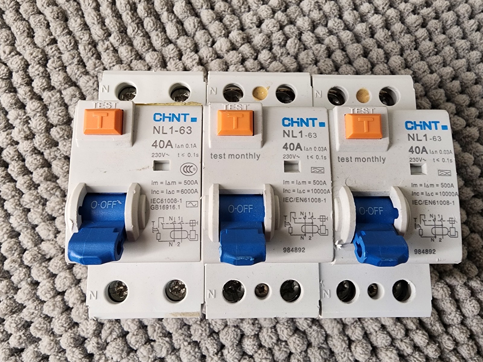 LOT OF 3 CHINT NL1-63 40A CIRCUIT BREAKER 2 POLES
