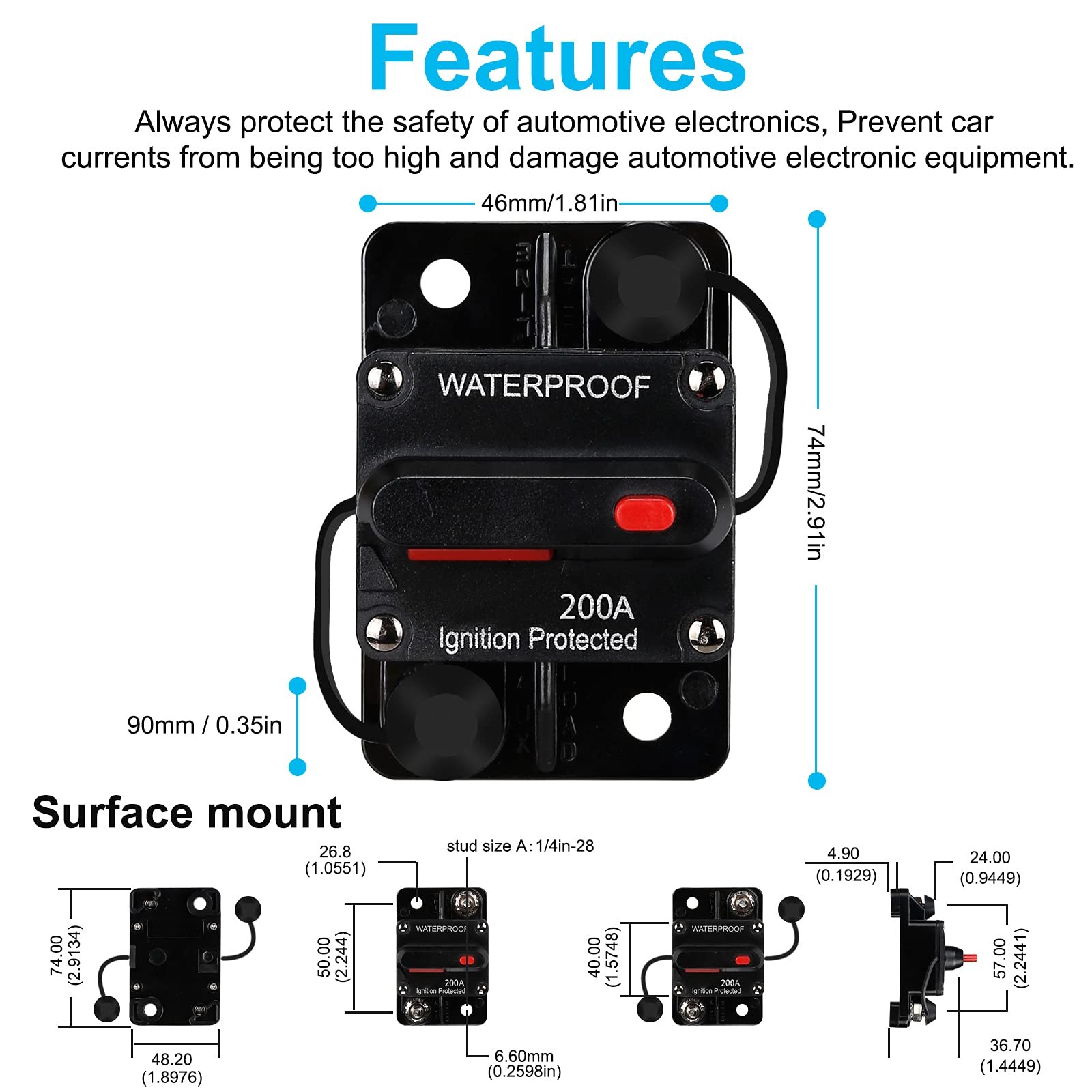 200 AMP Waterproof Circuit Breaker,with Manual Reset,12V-48V DC,30A-300A,for …
