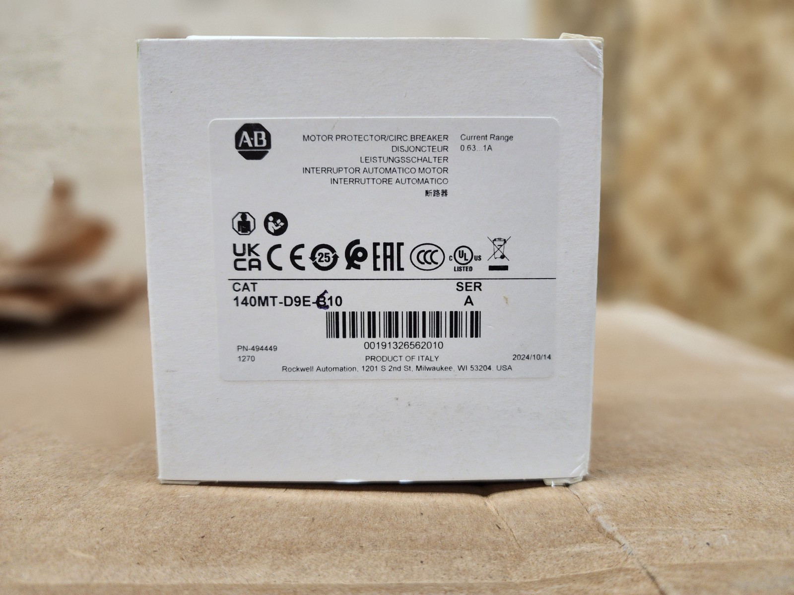 Allen Bradley 140MT-D9E-C10 480V 0.63 – 1 A Motor Protector Circuit Breaker
