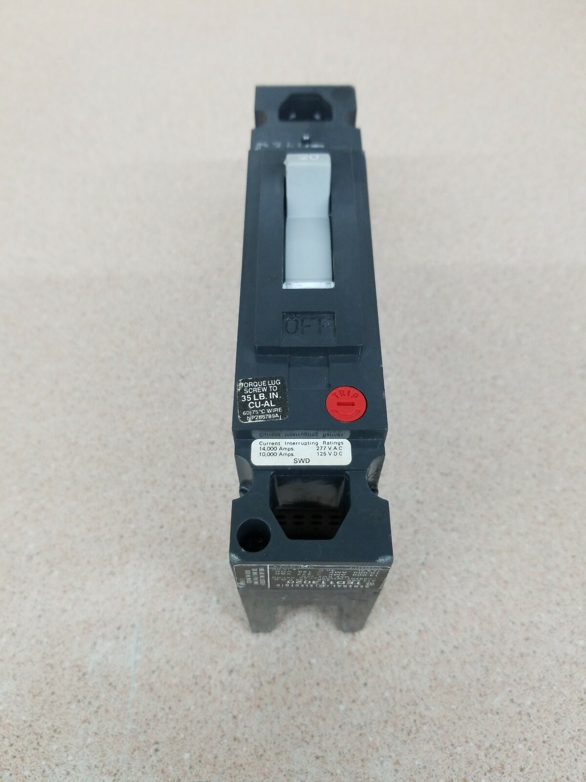 GE TED113020 Circuit Breaker 20A 277V 1 Pole