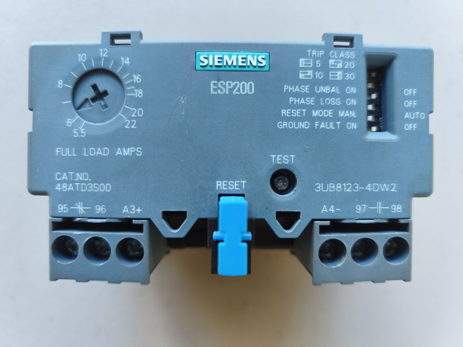SIEMENS 48ATE3S00 ESP200 Solid State Overload Relay 10-40 AMP 3UB8123 4EW2