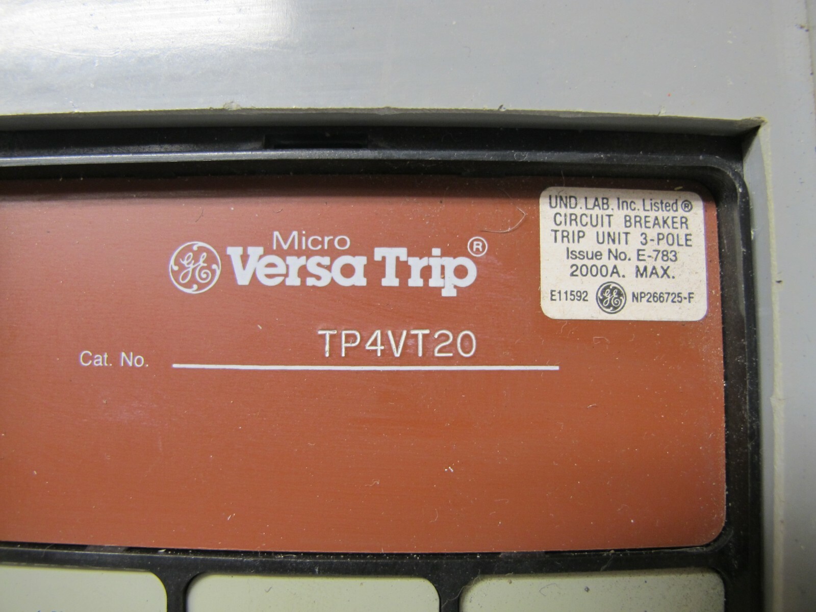 General Electric TPVF6620 2000 Amp PowerBreak Breaker VersaTrip LI TPVF TP4VT20