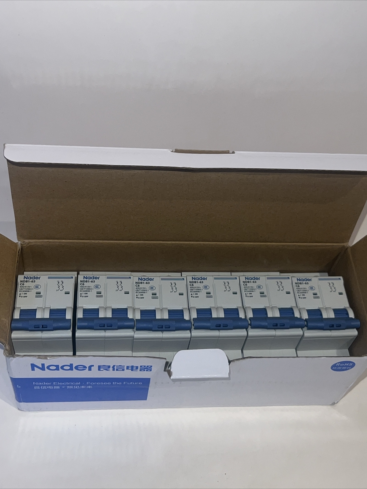 6 Pac Nader NDB1-63 C6 , 2 Pole Circuit Breaker 400/415V . New & Free Shipping