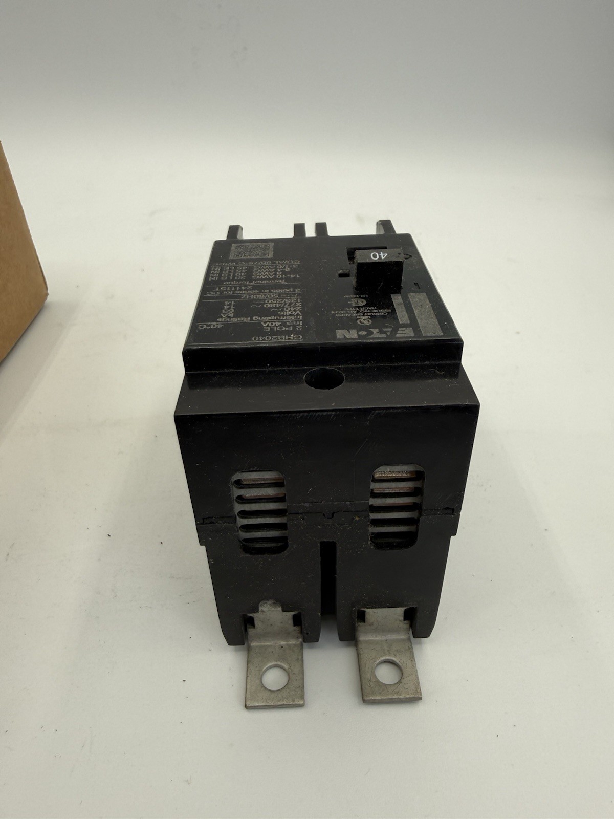 NEW Eaton GHB2040 Circuit Breaker 2 Pole 40 Amp 277/480 Volt 14kA@480V Bolt On