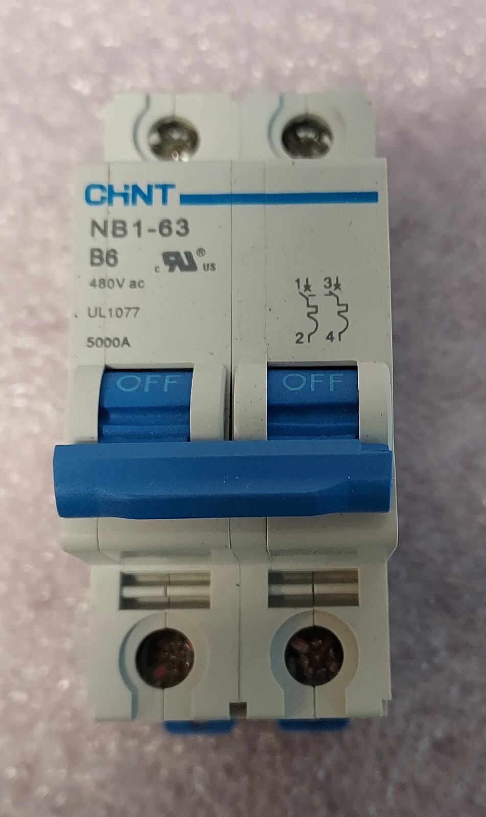 PN# NB1-63-2P-6A-B, – CHINT ELECTRONICS – CIRCUIT BREAKER 2 POLE 6 AMP TYPE B