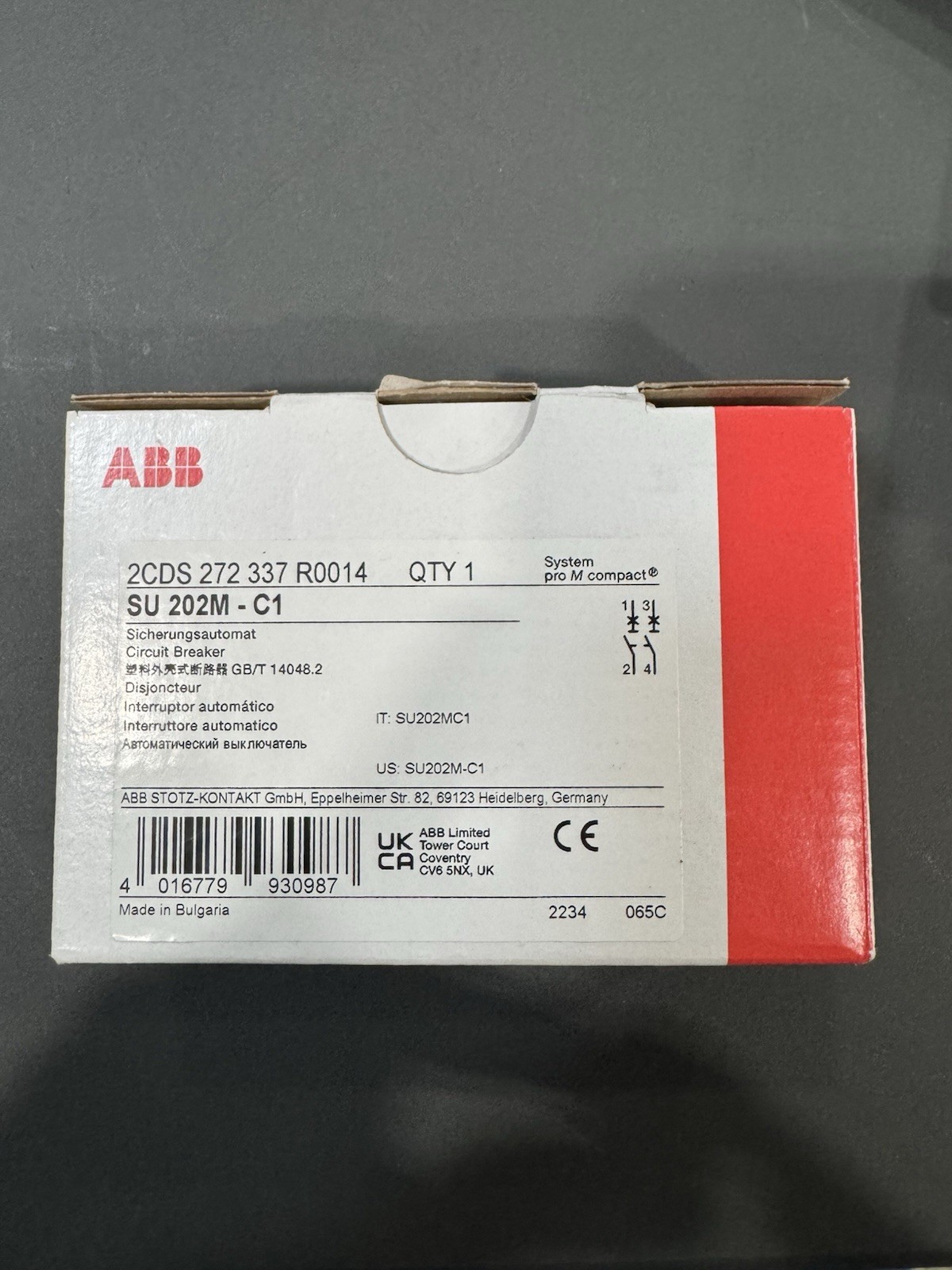 ABB SU202M-C1A Miniature Circuit Breaker (MCB)