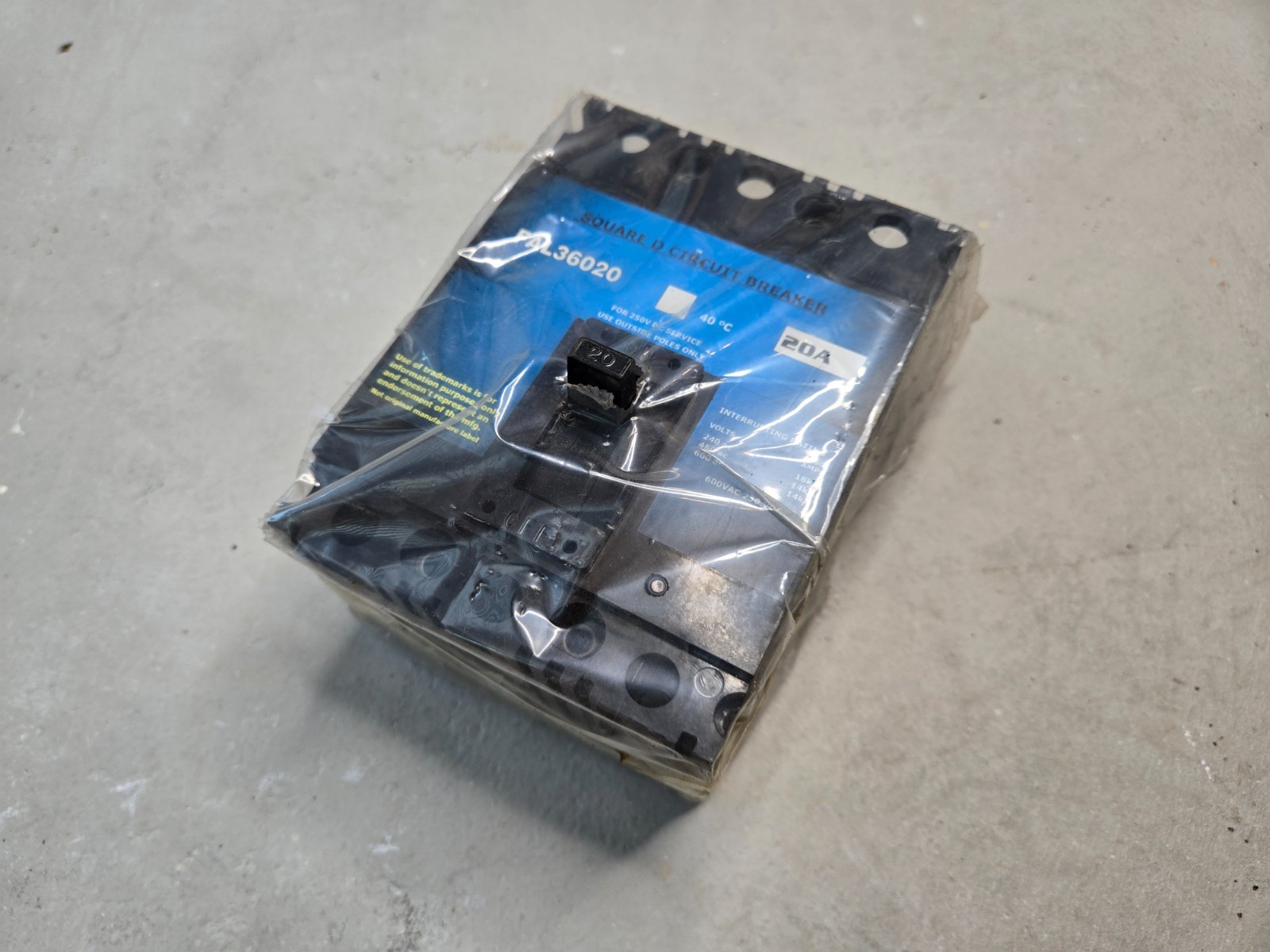 Square D FAL-36020 Molded Case Circuit Breaker 3p 20a Amp 240/480/600v-ac