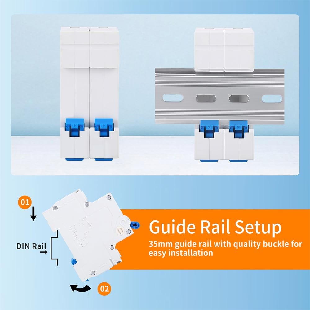Miniature DC Circuit Breaker 500V 63A 2 Pole Solar PV Disconnect Switch DIN Rail