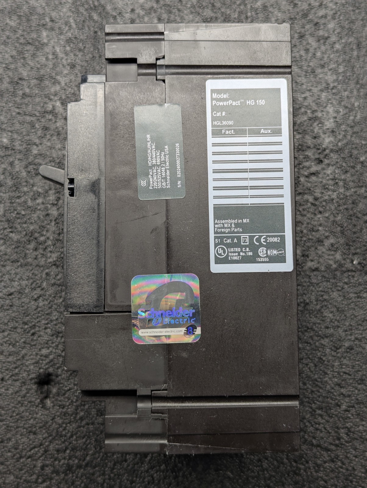SQUARE D POWERPACT HG CIRCUIT BREAKER HGL36090 90AMP 600VOLT 3POLE