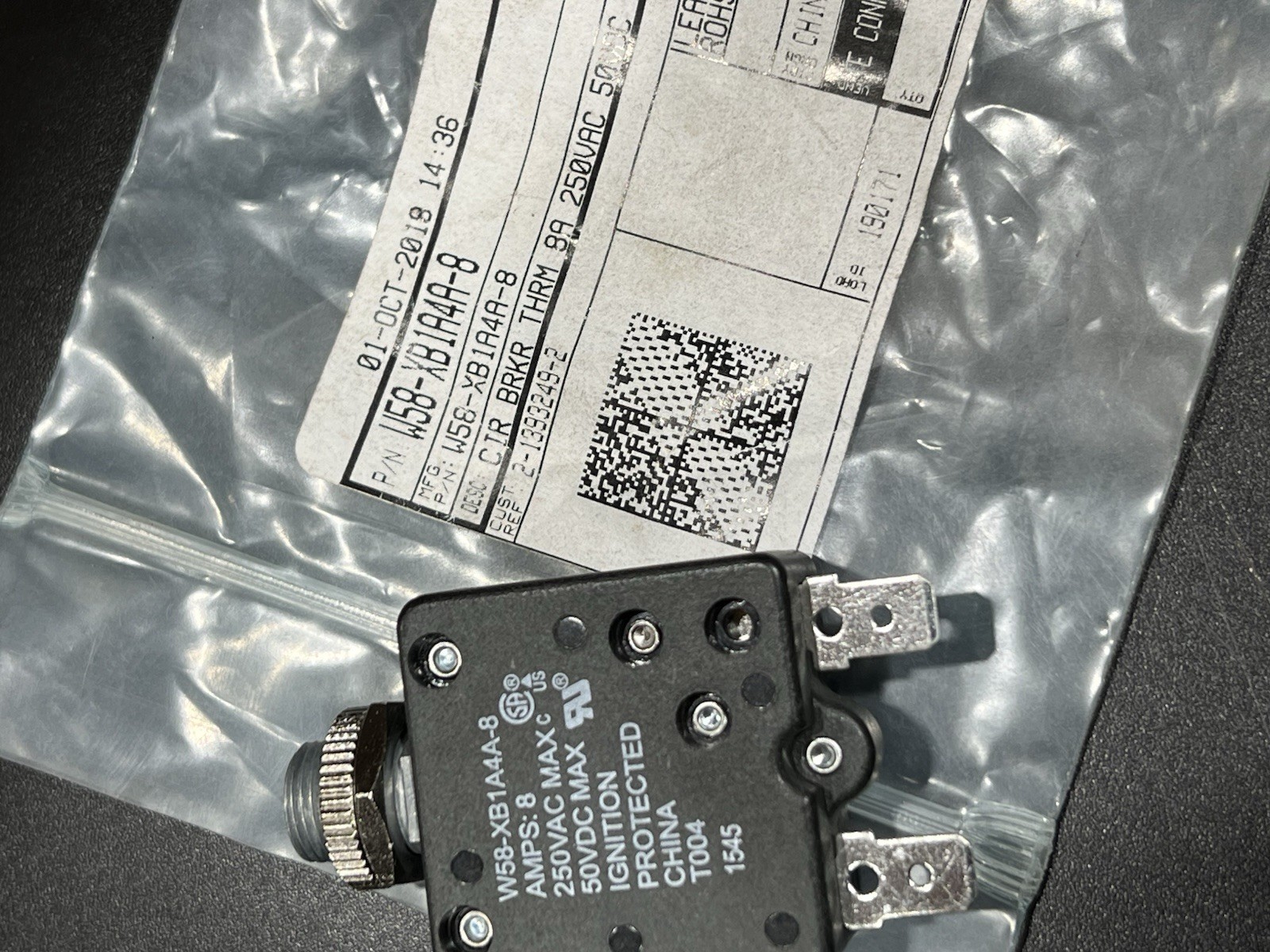Potter & Brumfield W58-XB1A4A-8 Thermal Circuit Breaker 8 Amps New old Stock
