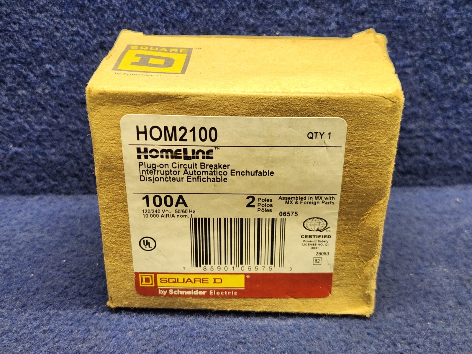 SQUARE D HOMELINE 100 AMP DOUBLE POLE CIRCUIT BREAKER HOM2100CP NEW