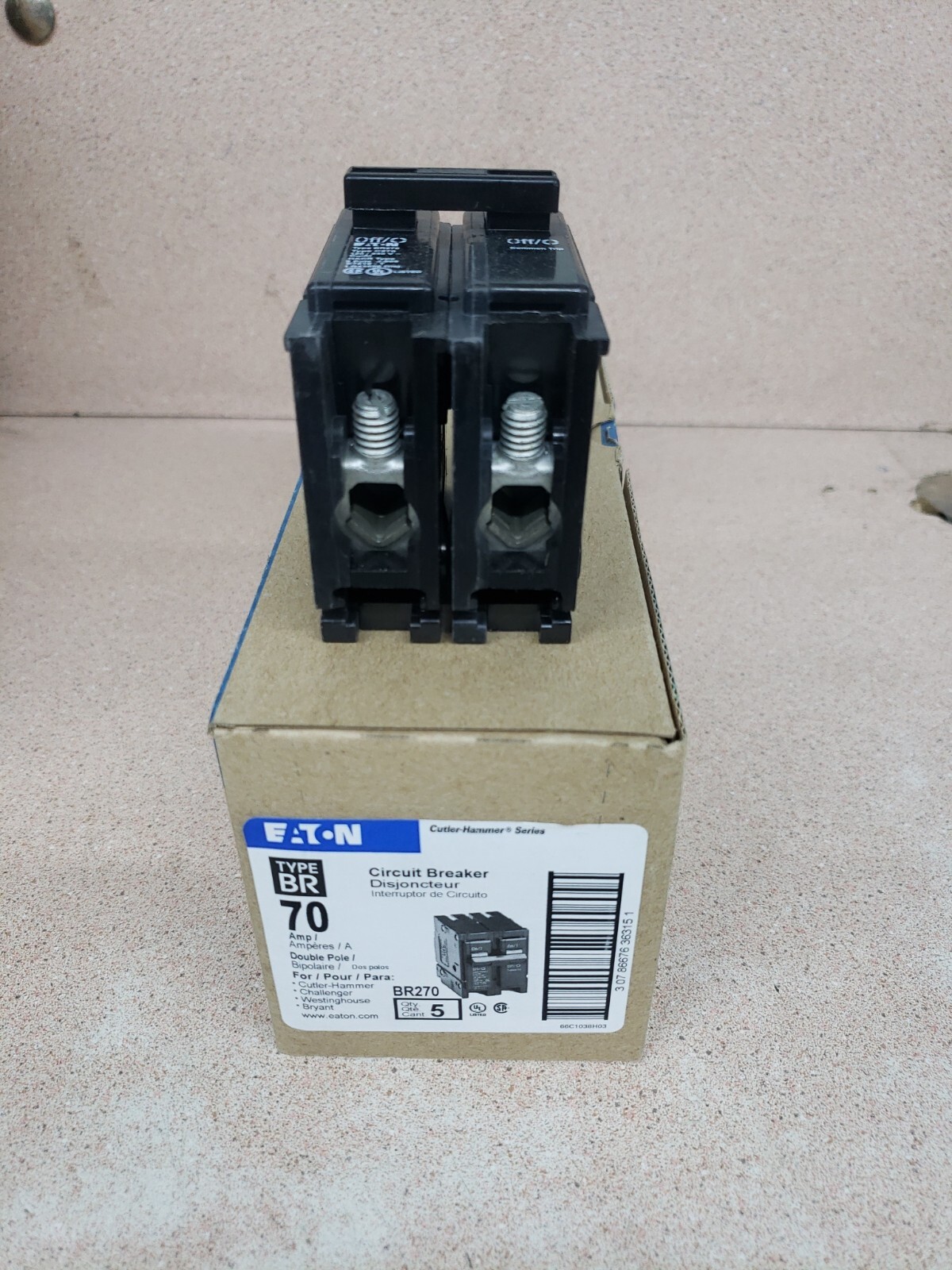 (1) NEW EATON BR270 Circuit Breaker 120/240 Volts 70 Amps 2-Pole FREE SHIPPING