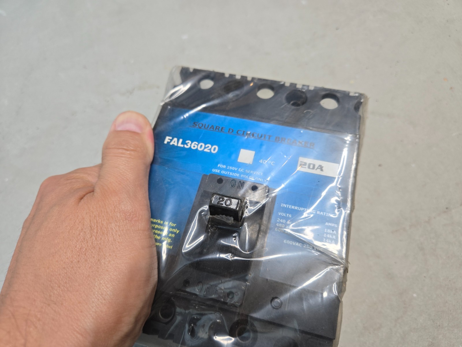 Square D FAL-36020 Molded Case Circuit Breaker 3p 20a Amp 240/480/600v-ac