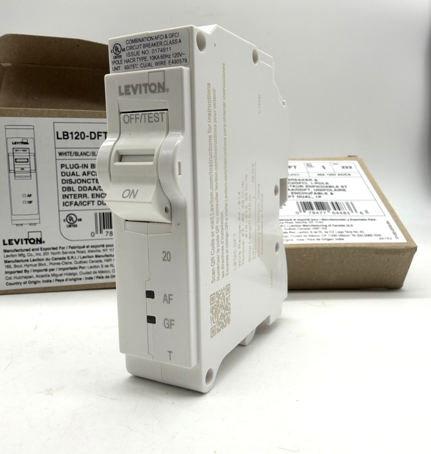 Leviton LB120-DFT 20A 1-Pole AFCI/GFCI Dual Function Circuit Breaker NEW 10X