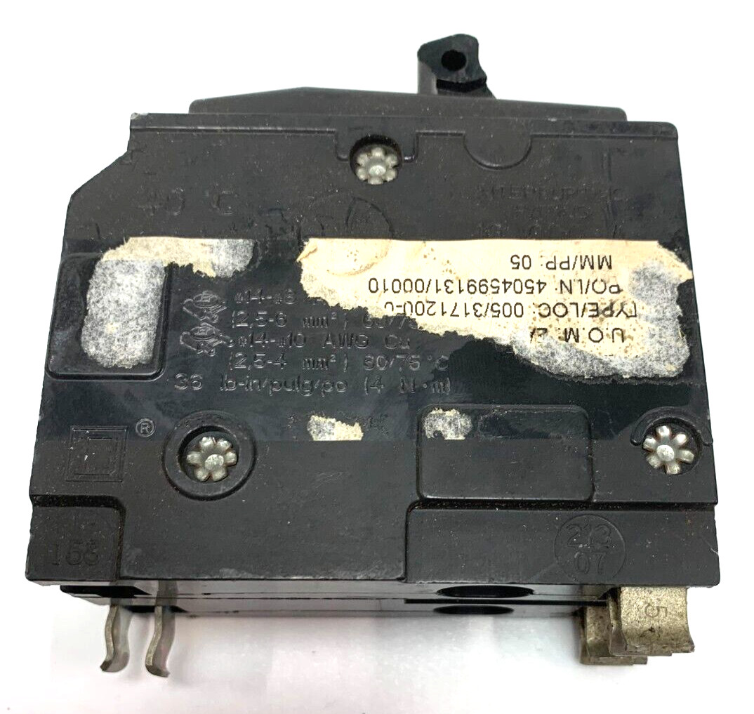 SQUARE D QO220HID Circuit Breaker,20A,Plug In,120/240V,2P 1D305