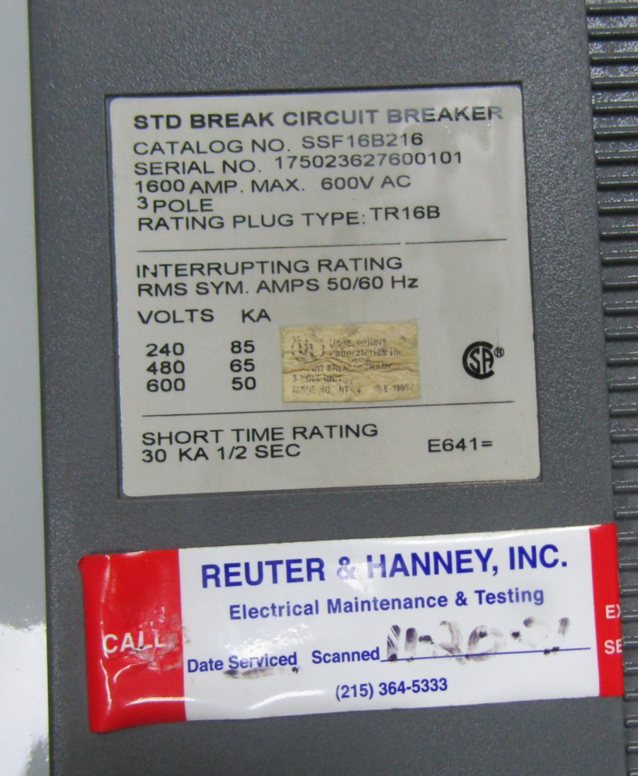 😍GE GENERAL ELECTRIC INSULATED CASE 1600A CIRCUIT BREAKER 600V 3P SSF16B216